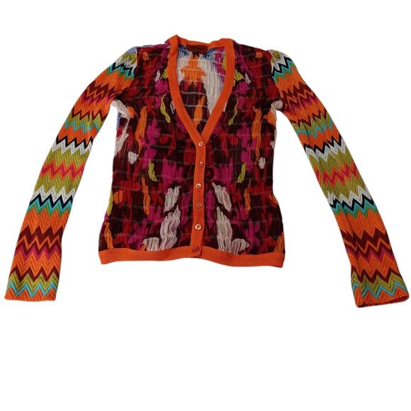 MISSONI Crochet Knit Maxi Mid Dress Smocked Cardigan Set Pristine 40/4 Two Piece - Picture 6 of 16